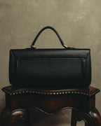 "Burberrys" 80's-90's Classic black leather top-handle handbag