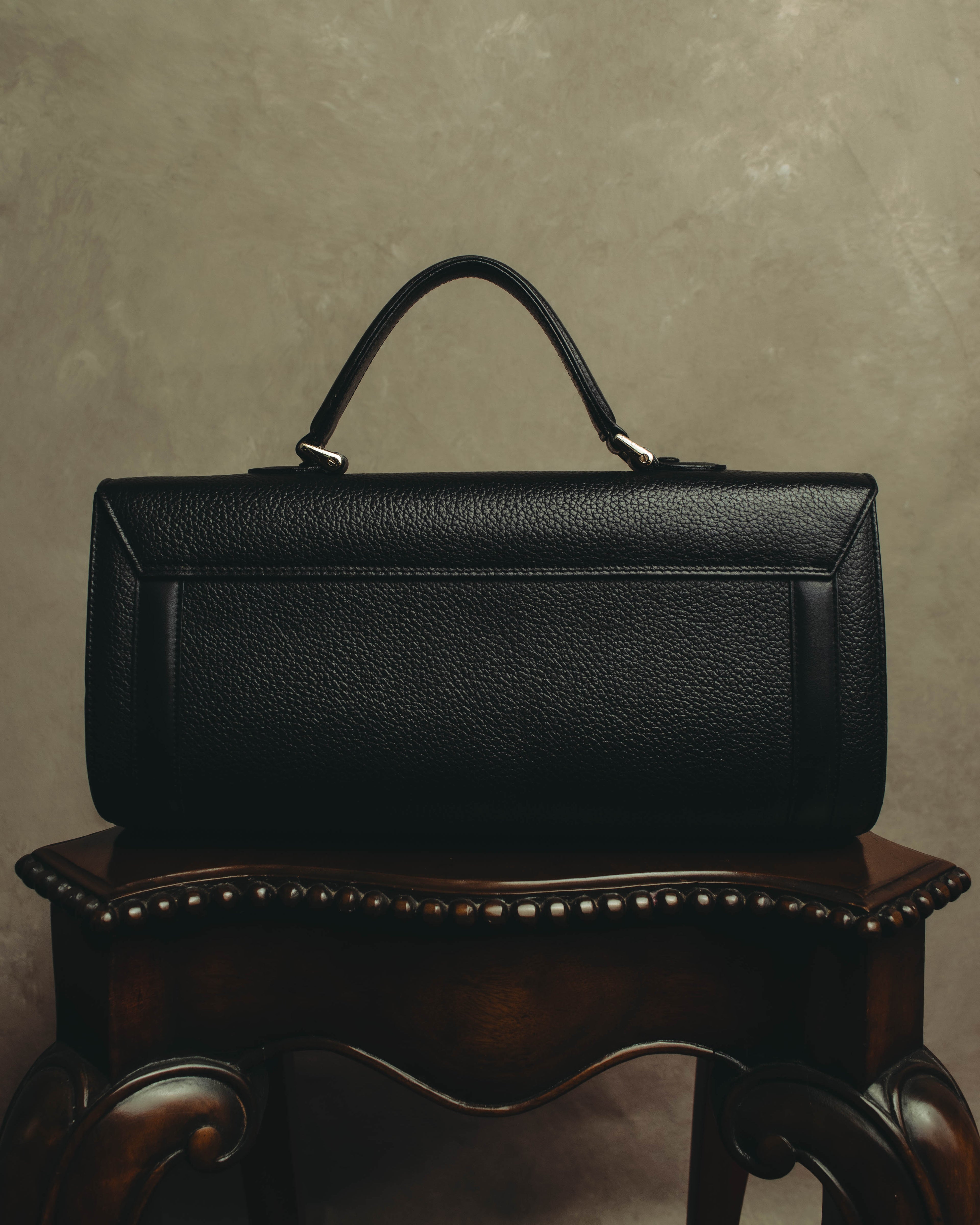 "Burberrys" 80's-90's Classic black leather top-handle handbag