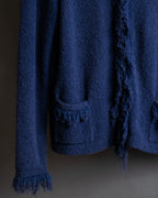 "PRADA" Fringe design box silhouette cardigan