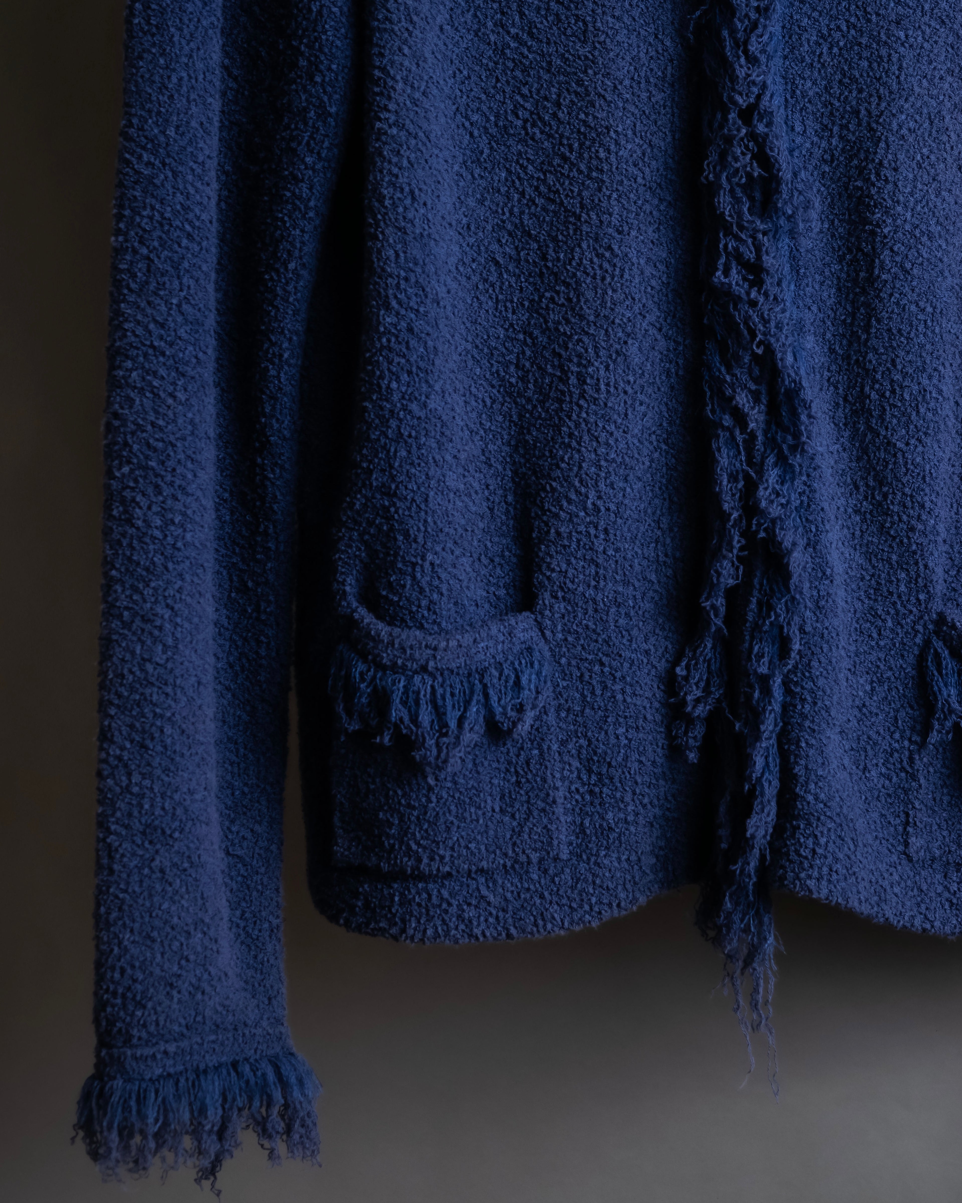 "PRADA" Fringe design box silhouette cardigan