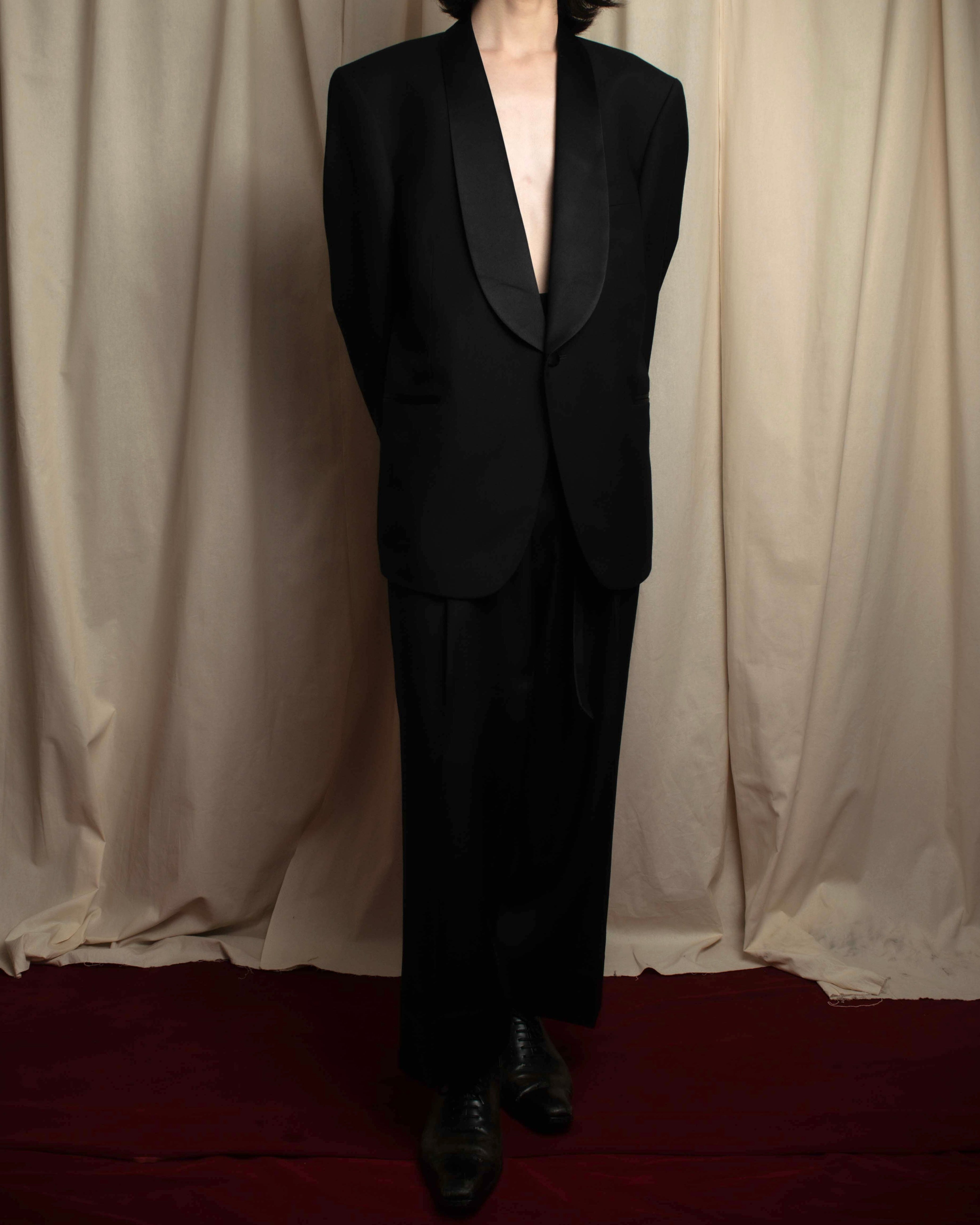 "CHRISTIAN DIOR MONSIEUR" Classical tailored Zegna base satin tuxedo set up