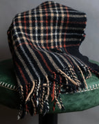 "DAKS" House check pattern fringe design muffler
