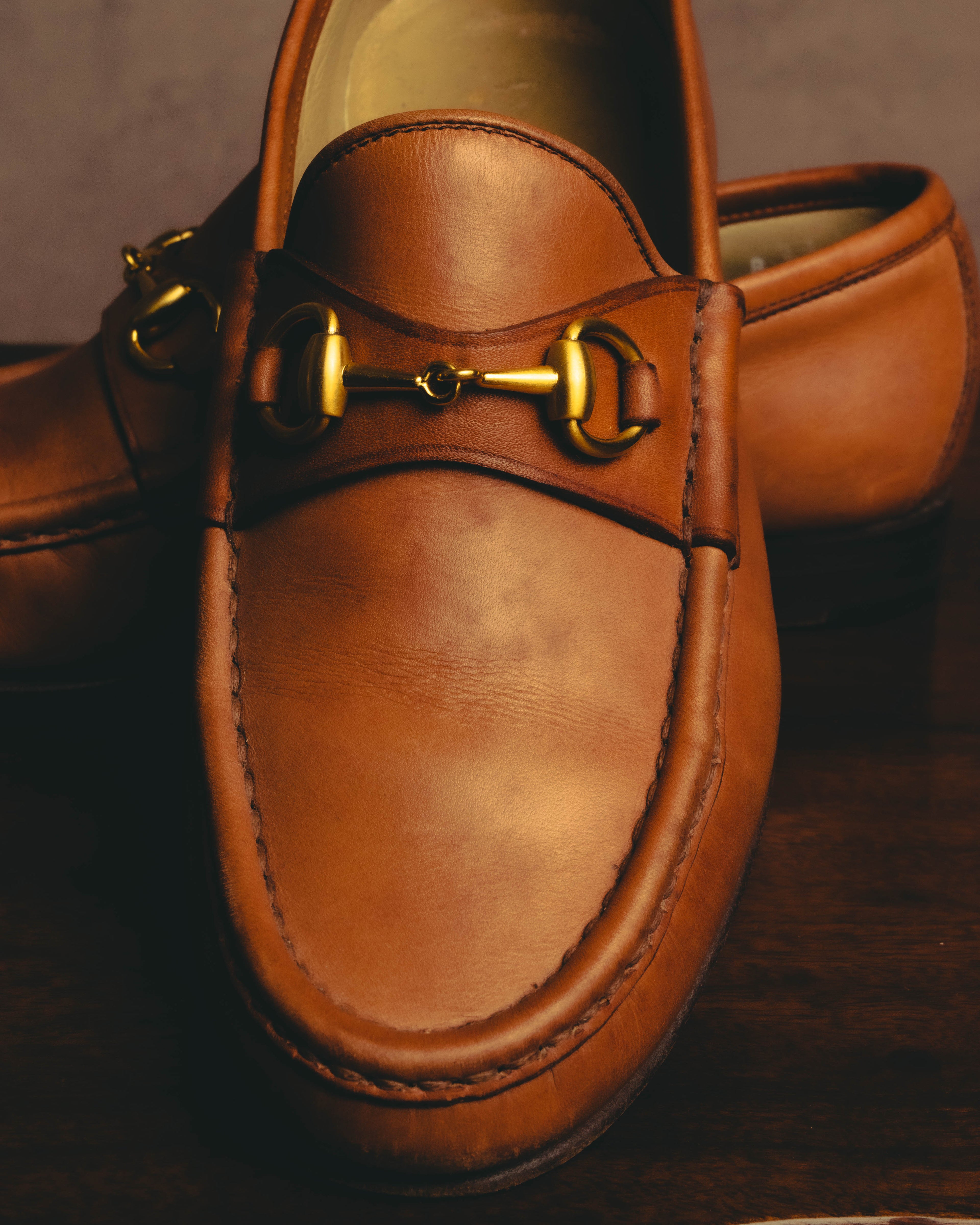 "GUCCI" 80's-90's Classic horsebit leather loafers
