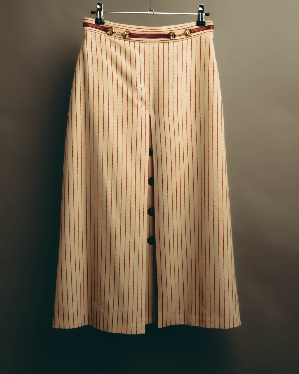 -SPECIAL- “GUCCI” 2015-2022 vintage inspired horsebit striped wool skirt
