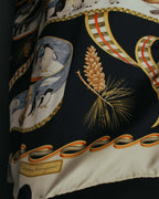 "Salvatore Ferragamo" 90's-00's Vintage arctic fauna and scrolling ribbon silk scarf