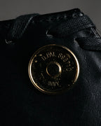 "Yves Saint Laurent" 90’s croc embossed whipstitch trapeze handbag