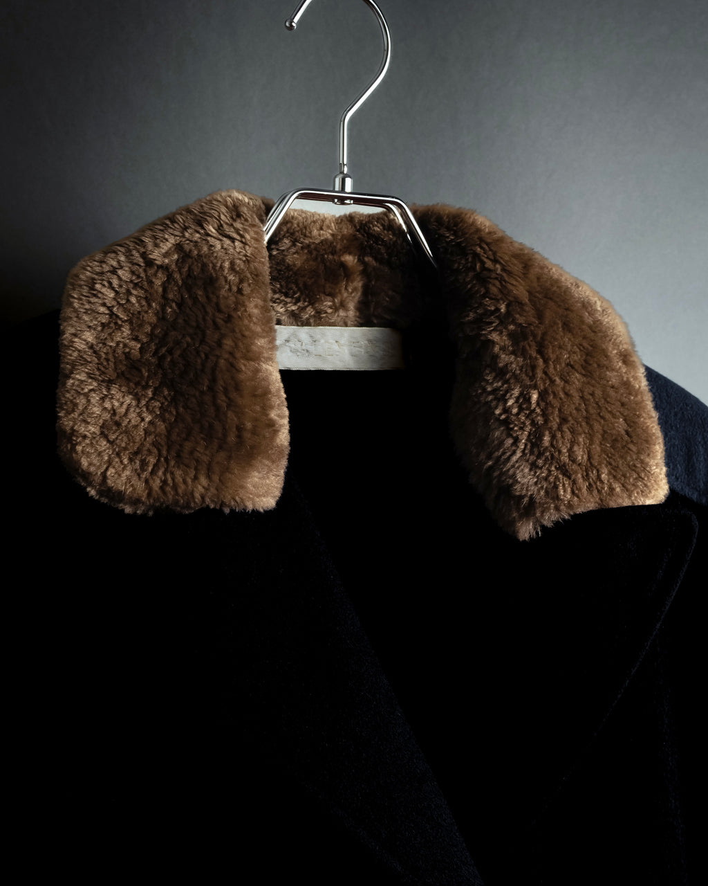 "VALENTINO" Fur collar double-breasted wool coat