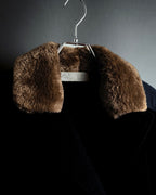 "VALENTINO" Fur collar double-breasted wool coat