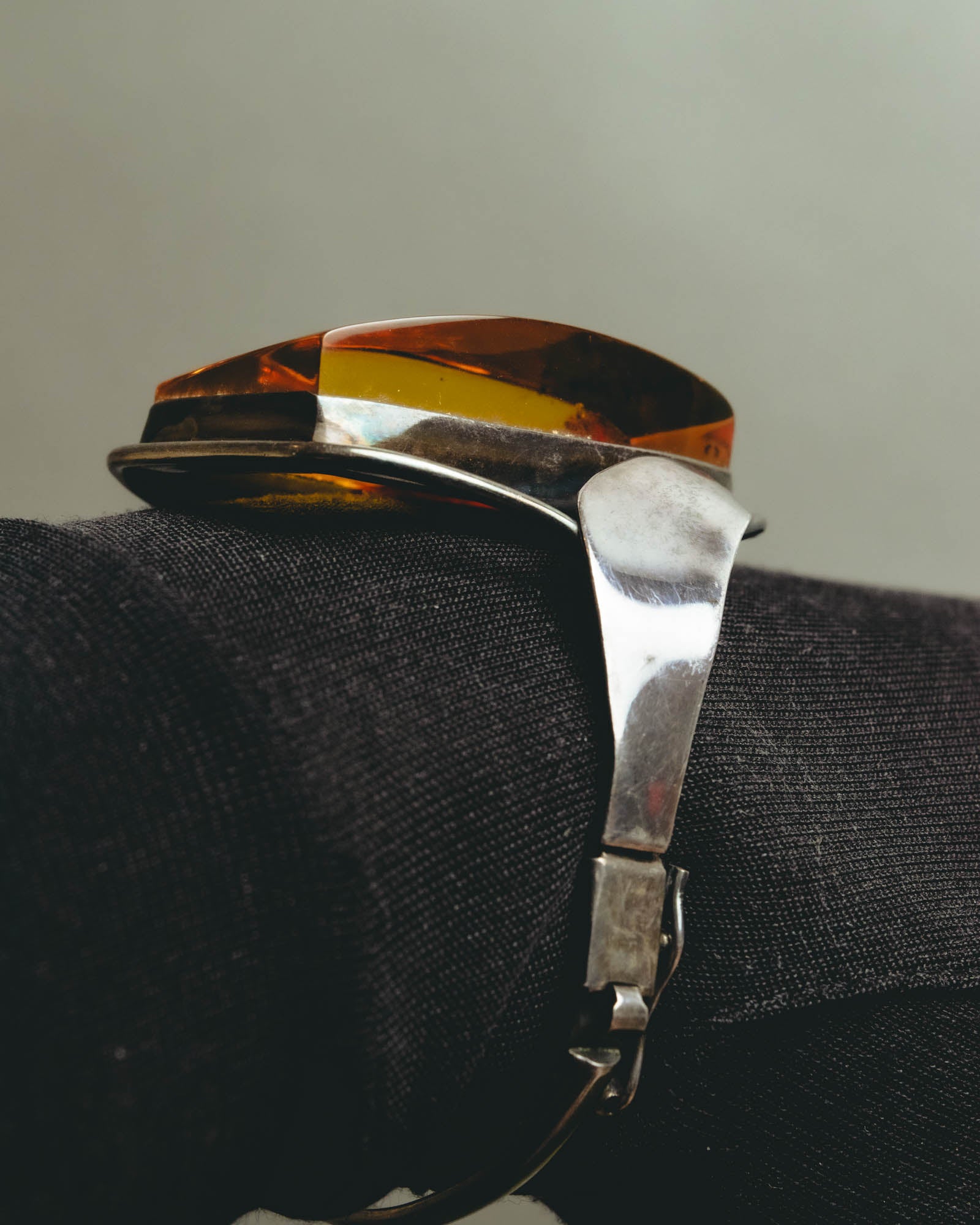 "Vintage" Sculptural amber tone statement bracelet