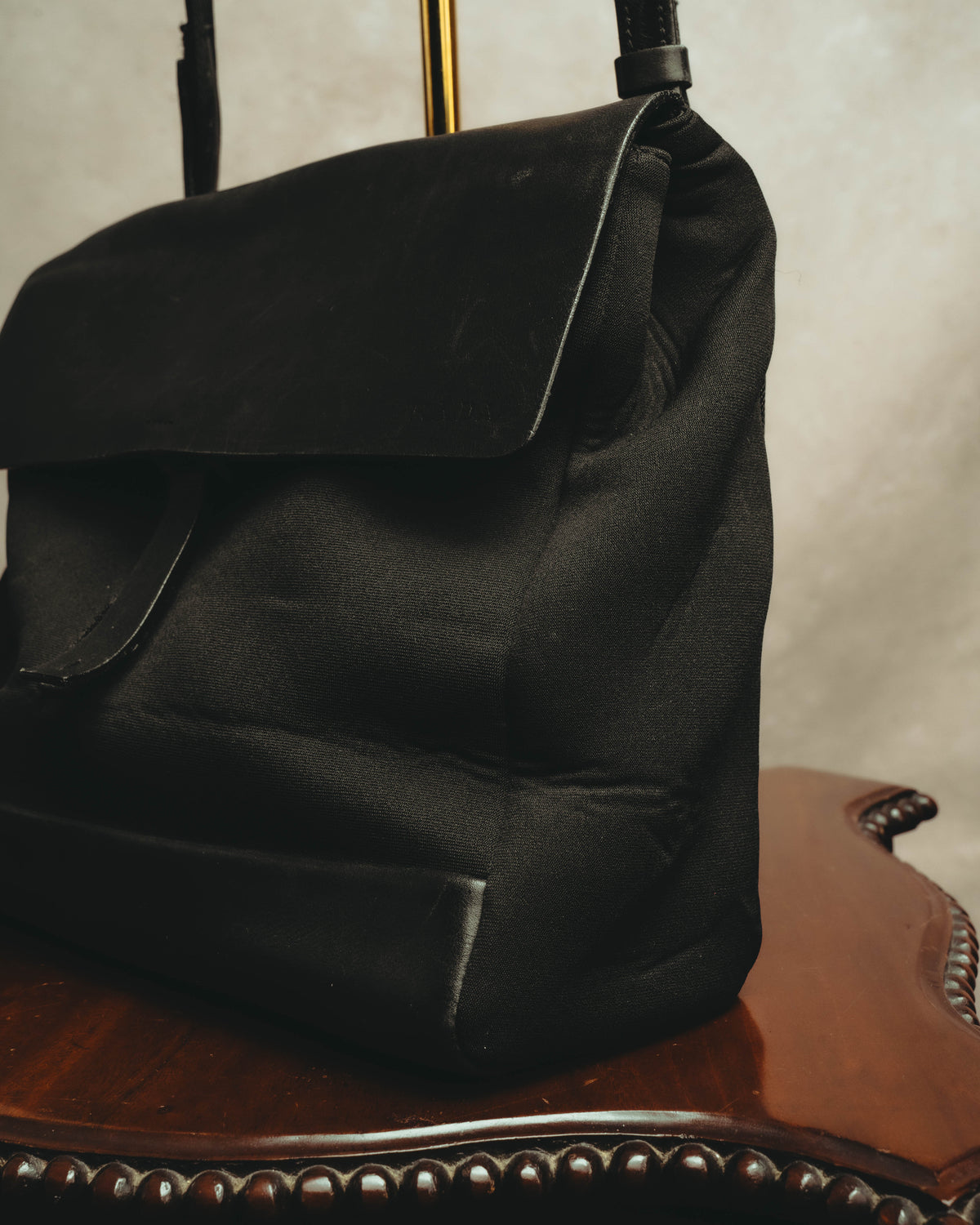 “PRADA” 90’s-00’s Nylon and leather flap messenger bag