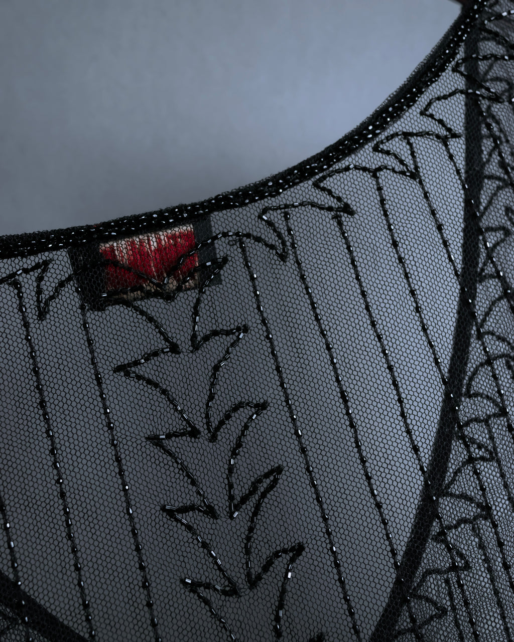 "RRL Ralph Lauren" Sequined beaded plant motif tulle sleeveless dress