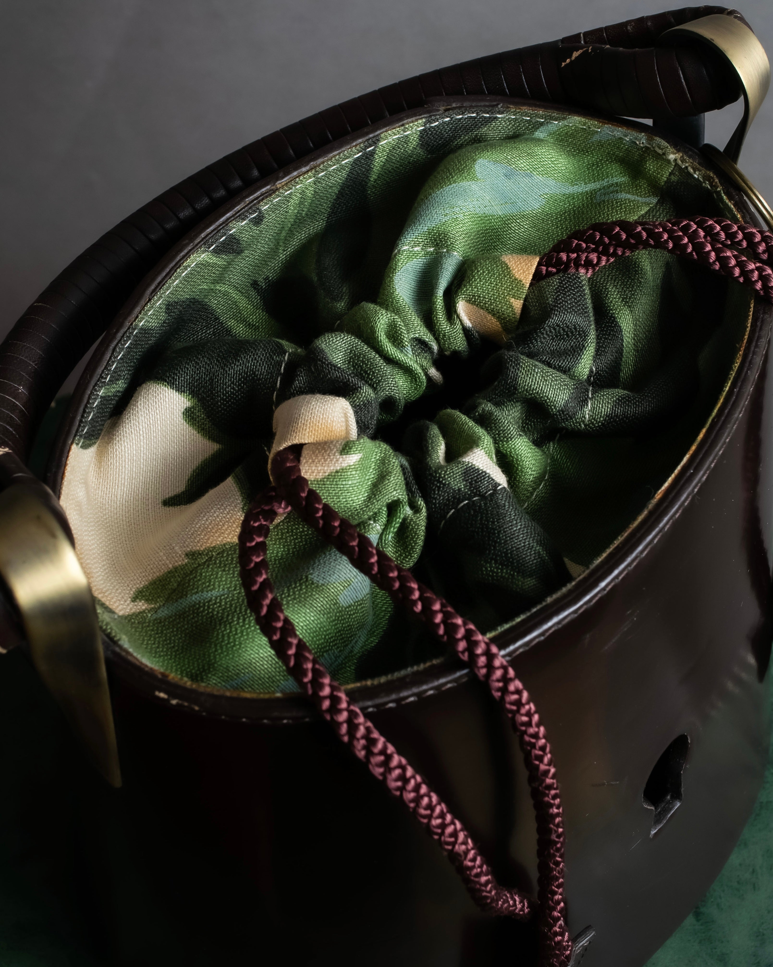 "KENZO" Camouflage design drawstring leather bag
