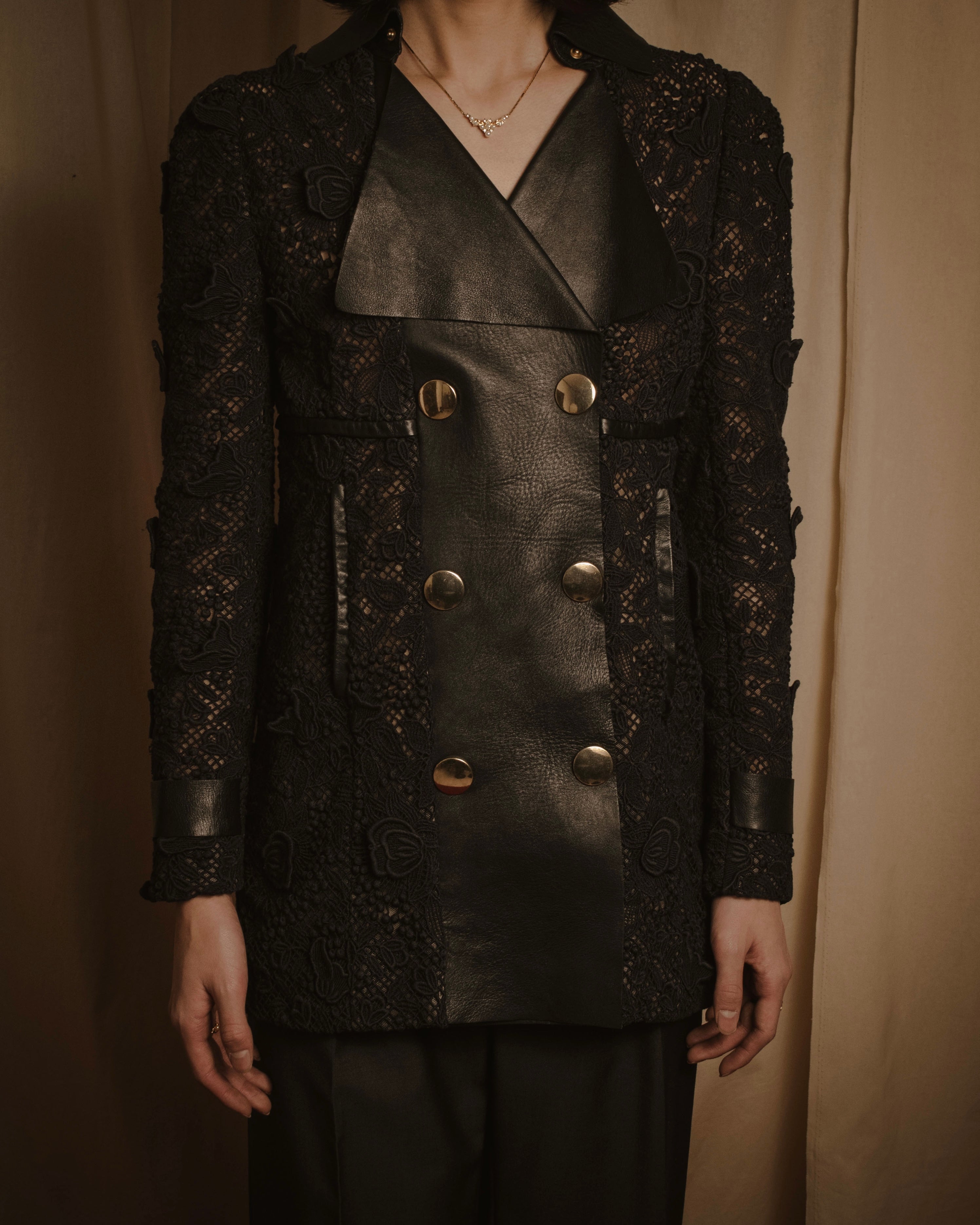 –SPECIAL– "VALENTINO"
Early 2010s lace and leather double-breasted jacket