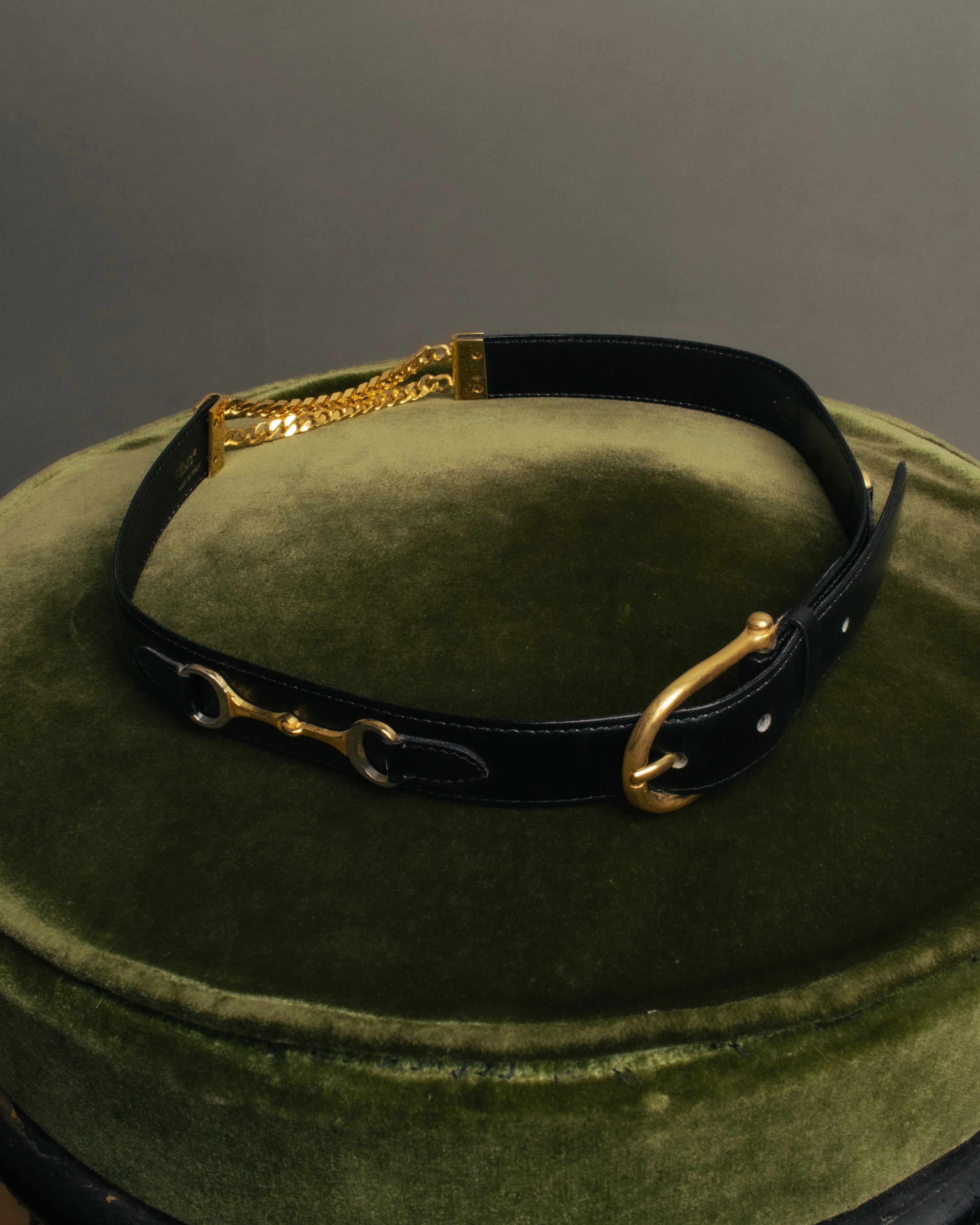 “CÉLINE” 70’s-80’s horsebit chain leather belt