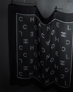"CHANEL" Typography logo engraved large scarf