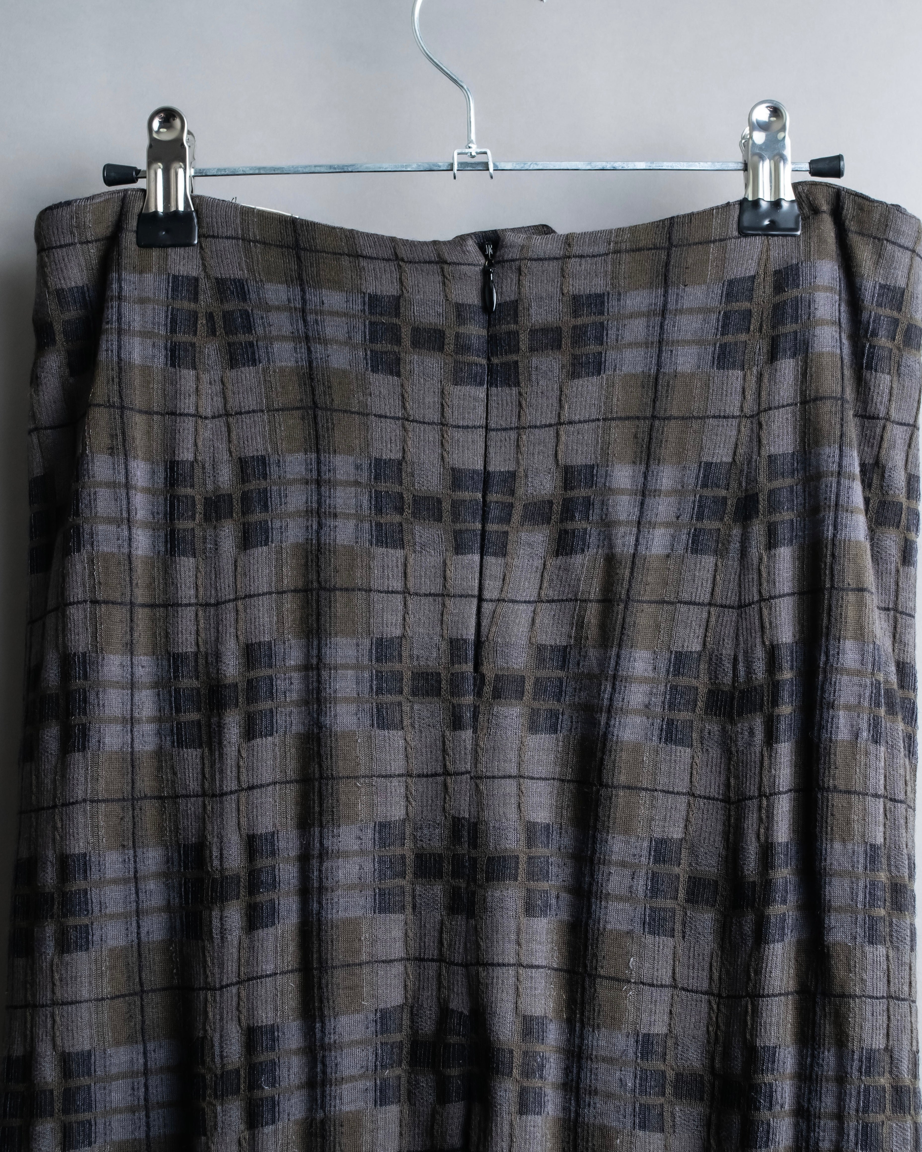 "HERMES" Check pattern cropped skirt