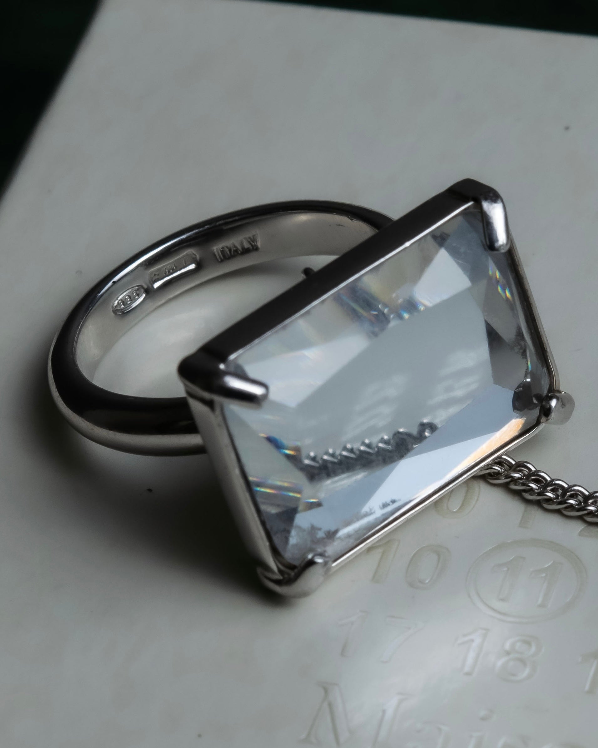 "Maison Martin Margiela" Crystal cut head motif ring＆bangle combination set