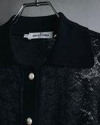 "VALENTINO MISS V" Late 80s botanical lace polo shirt