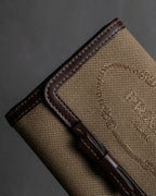 "PRADA" Logo engraved canvas＆leather combination short wallet