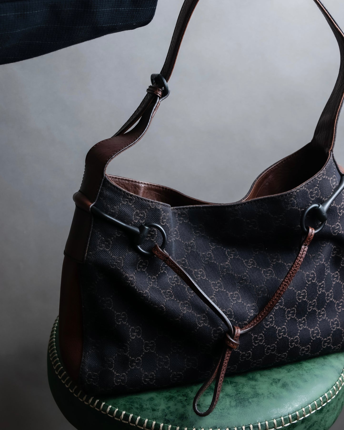 "GUCCI" GG canvas pattern horsebit design one shoulder bag