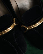 “GUCCI” 90’s-00’s Suede twist horsebit heeled loafers