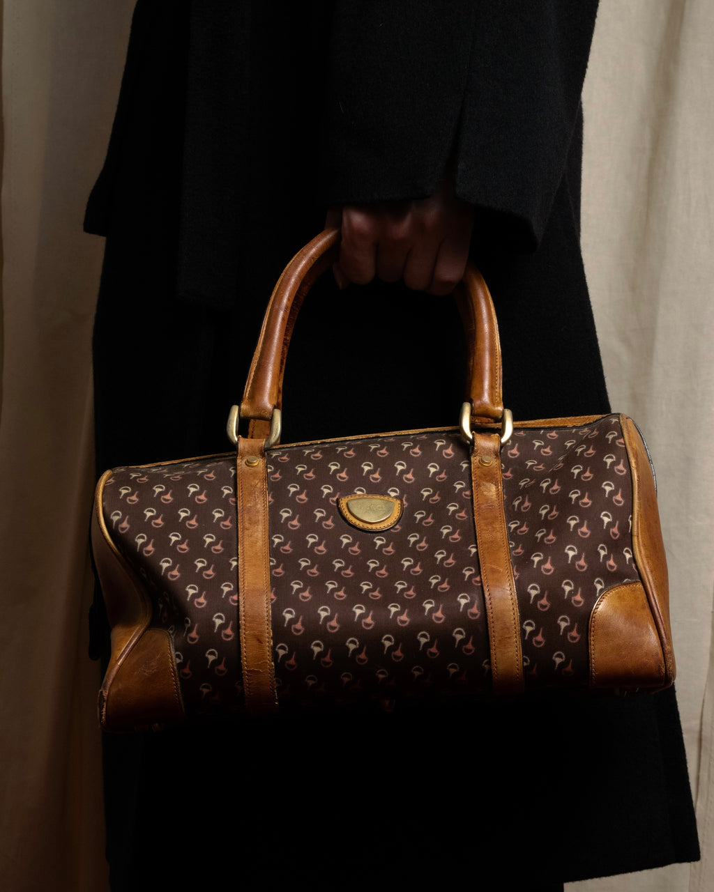 "GUCCI" Vintage horse harness motif pattern mini boston bag