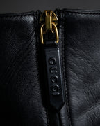 "GUCCI" Leather gg fringe heeled ankle boots