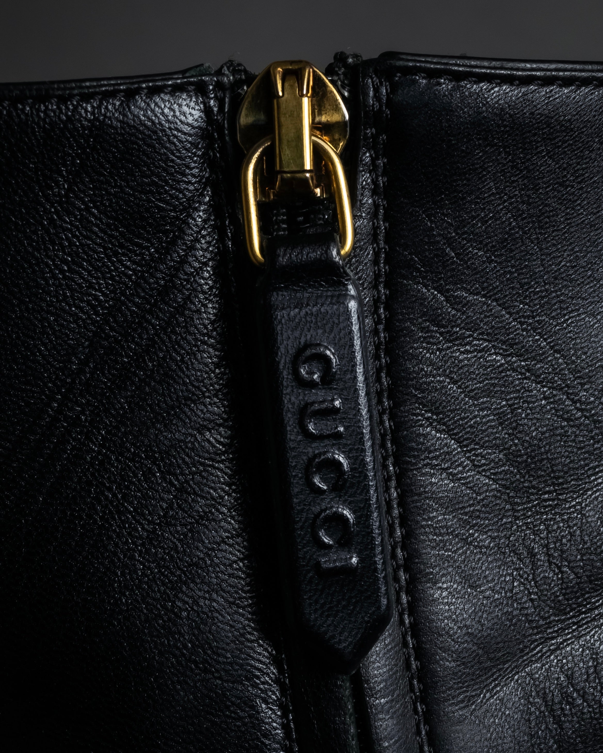 "GUCCI" Leather gg fringe heeled ankle boots