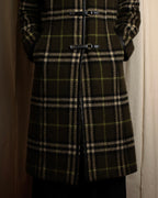 "BURBERRY" Leather switching design check tweed coat