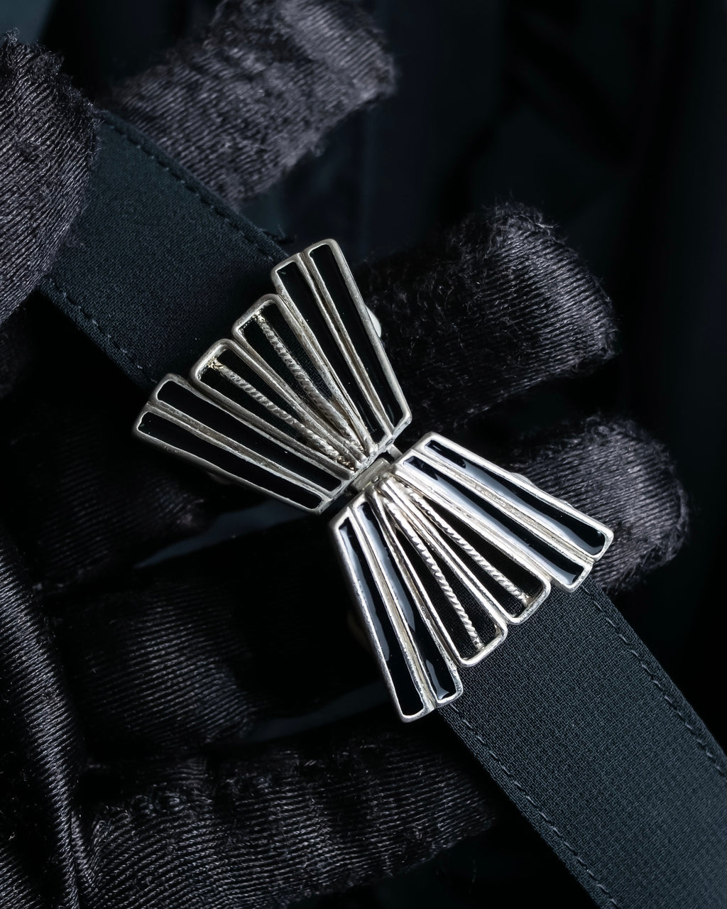 "SOANA" Bowtie belted design long black dress