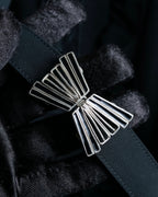 "SOANA" Bowtie belted design long black dress