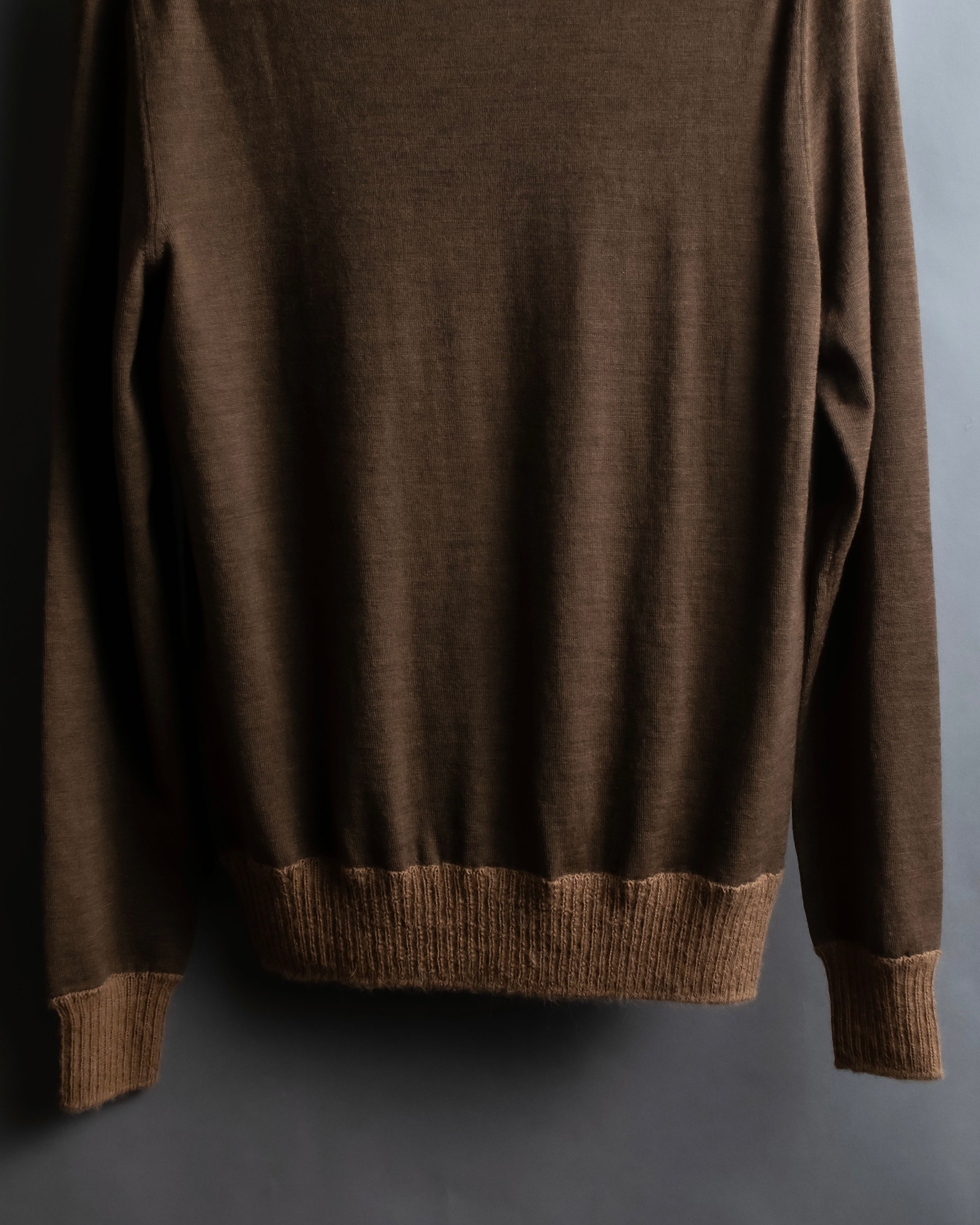 "HERMES" Gaultier period H logo engraved V-neck knit
