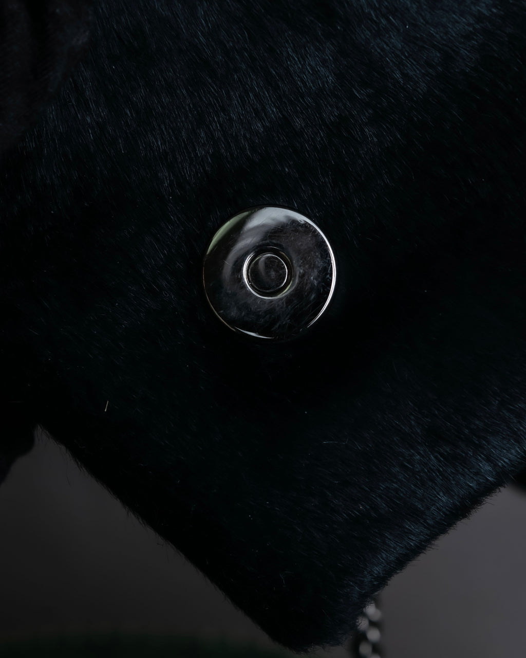 "VALENTINO" Gunmetal design black pony leather shoulder bag