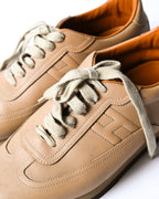 HERMES/ “Quick” H-Logo Leather Sneaker Brown