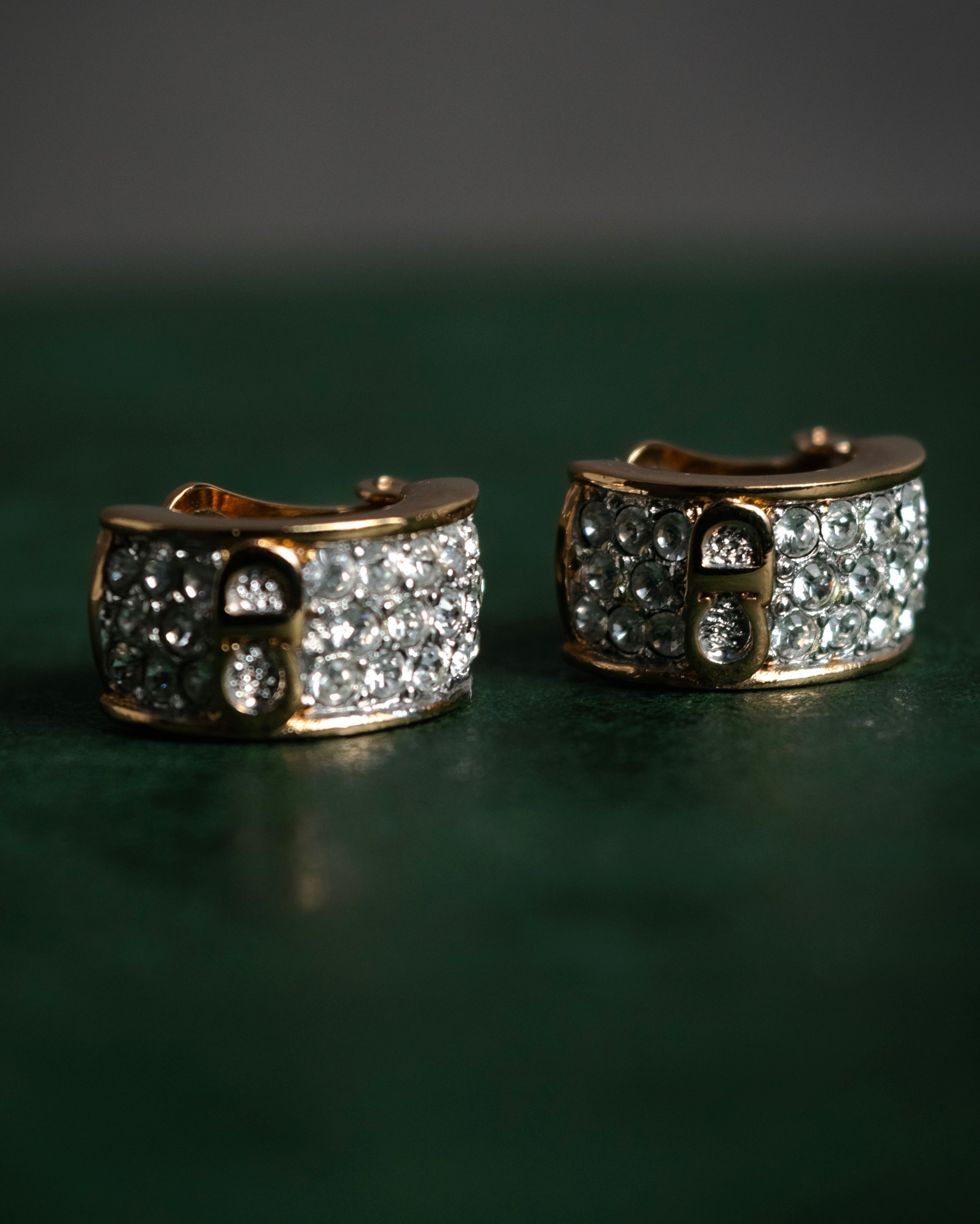 "Christian Dior" 00’s crystal pave cd drop necklace and earrings set