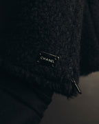 "CHANEL" 04AW Textured wool angora tweed zip jacket