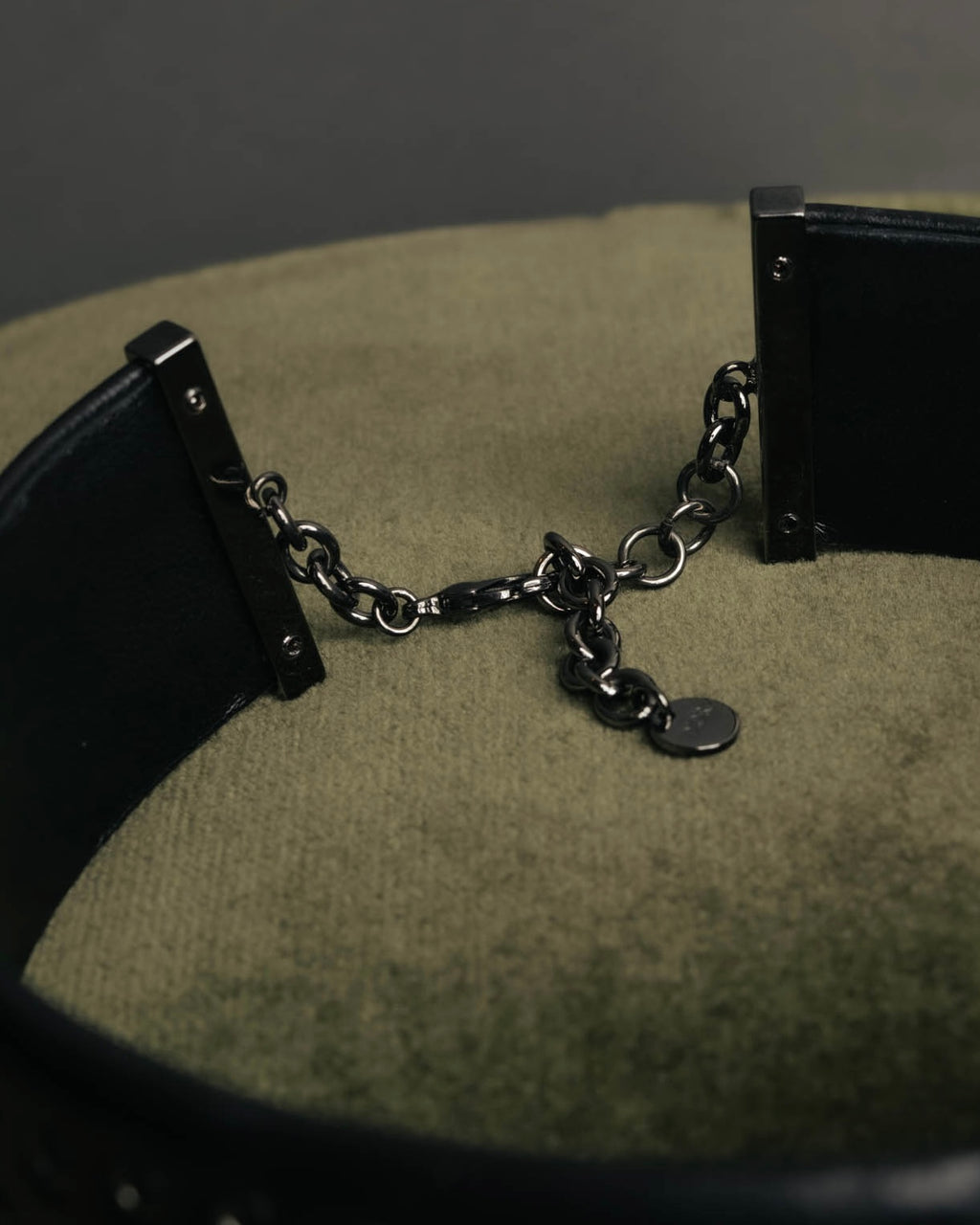 –SPECIAL– "Christian Dior" Late 2000s-2020s Eyelet leather choker necklace