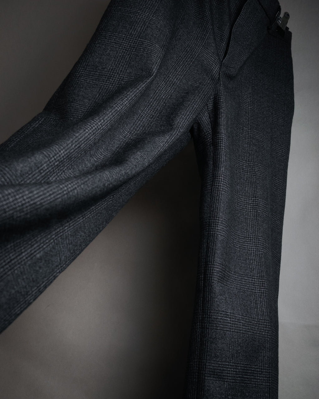 “CELINE” Post-2018 Glen check wool tailored trousers