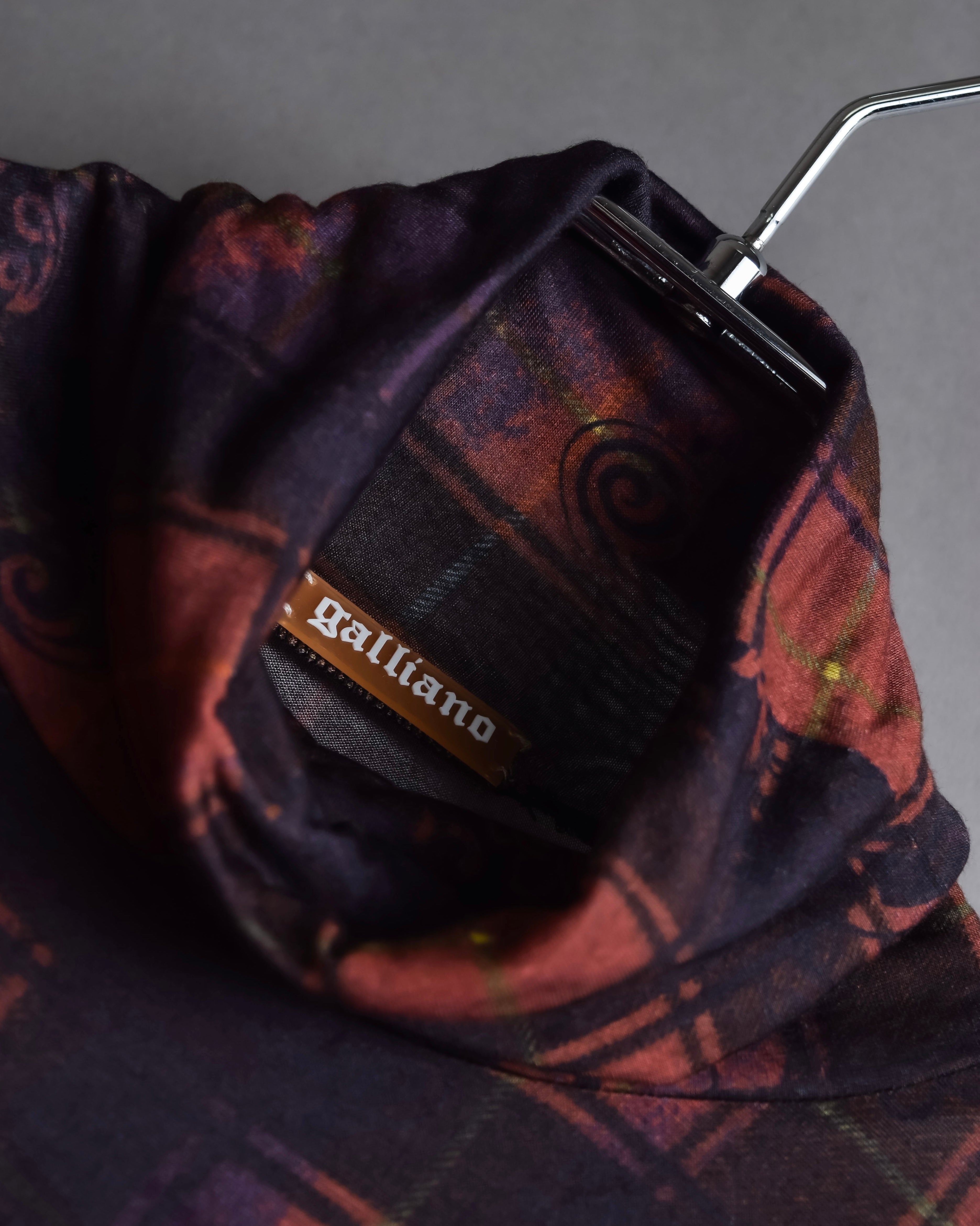 "John Galliano" Layered oriental check pattern pullover