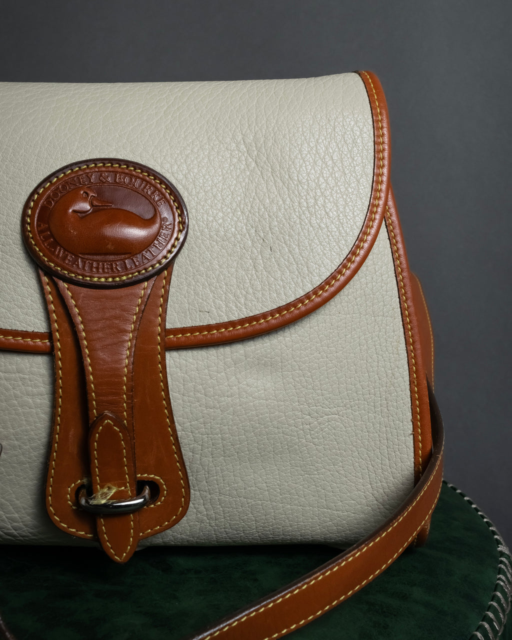 "Dooney & Bourke" Patch front design Two-tone leather shoulder bag