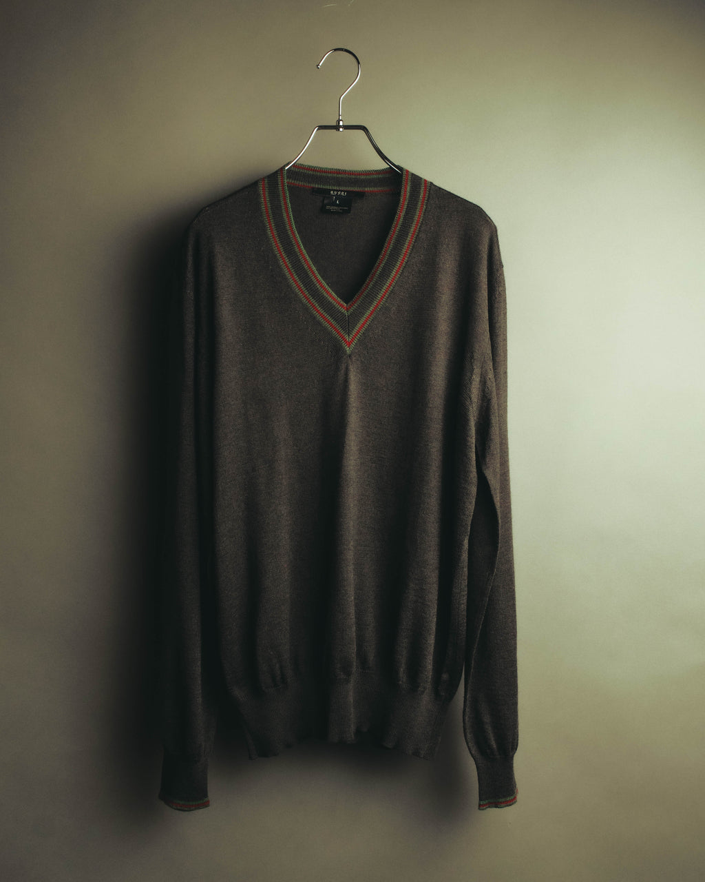 “GUCCI” 90’s-00’s Web stripe V-neck knit sweater