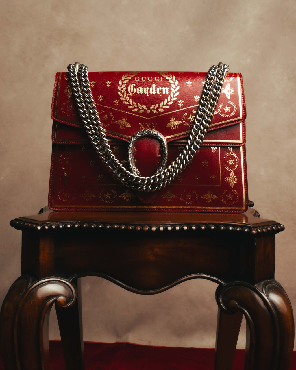 -SPECIAL- "GUCCI" 2010's-20's Collectible gucci garden embellished leather dionysus chain shoulder bag