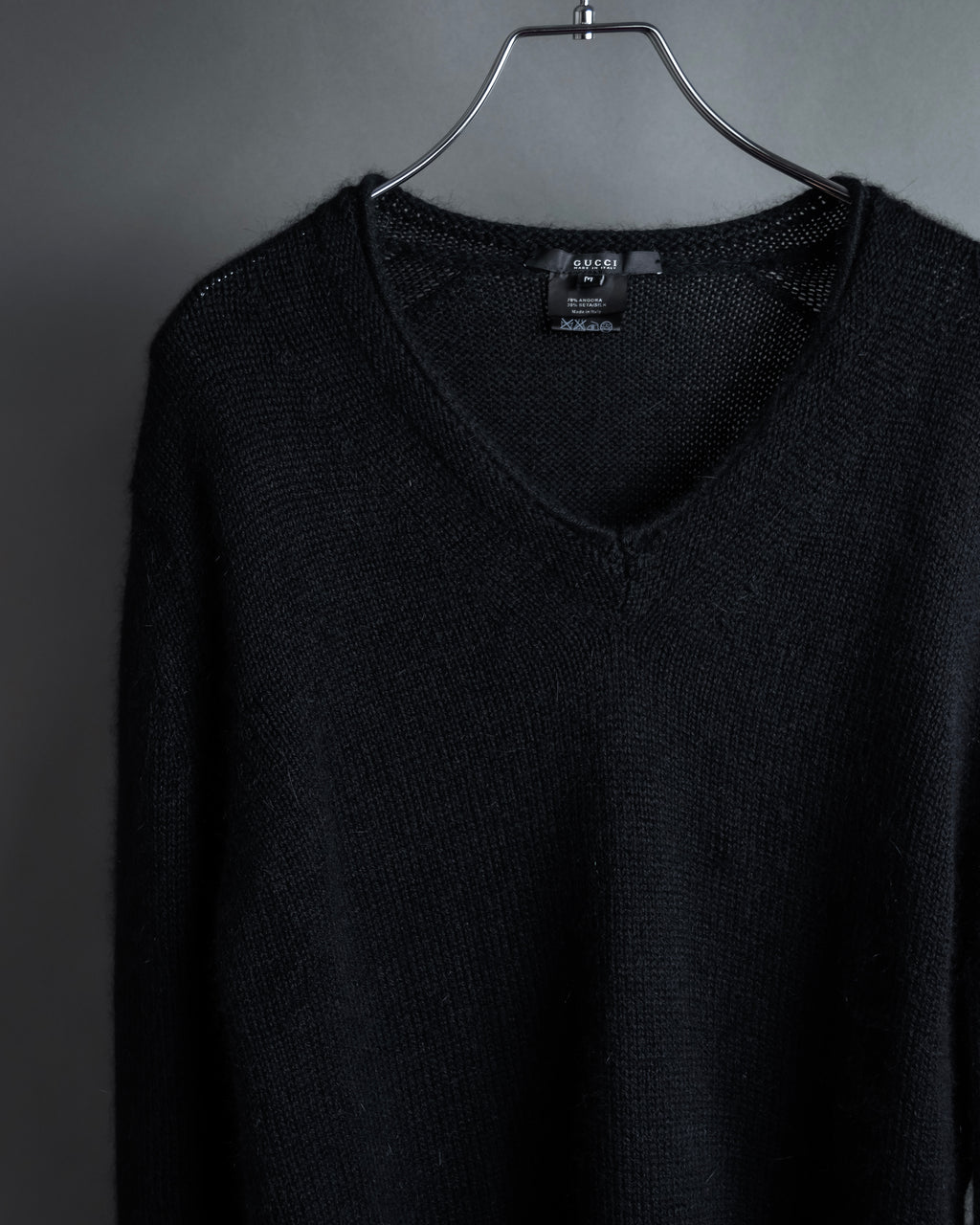 "GUCCI" Silky mix angora V-neck knit pullover