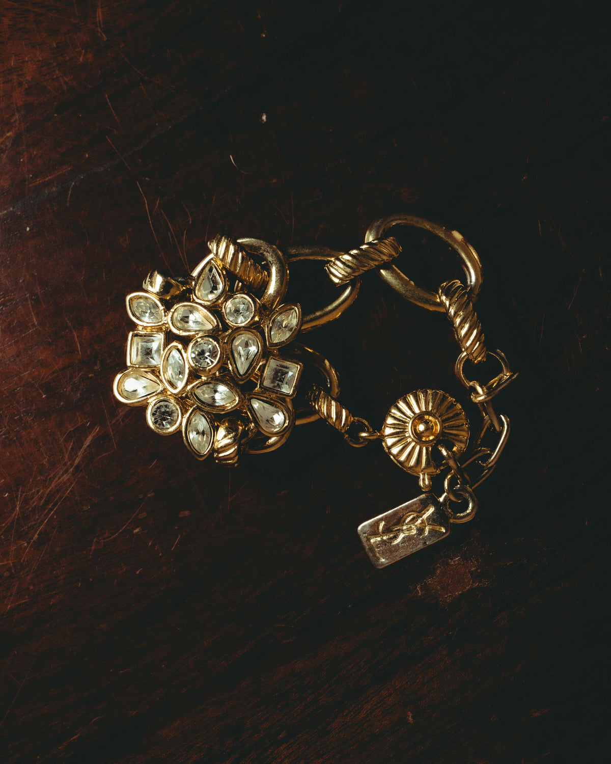"Yves Saint Laurent" 80's-90's Ornate crystal bracelet