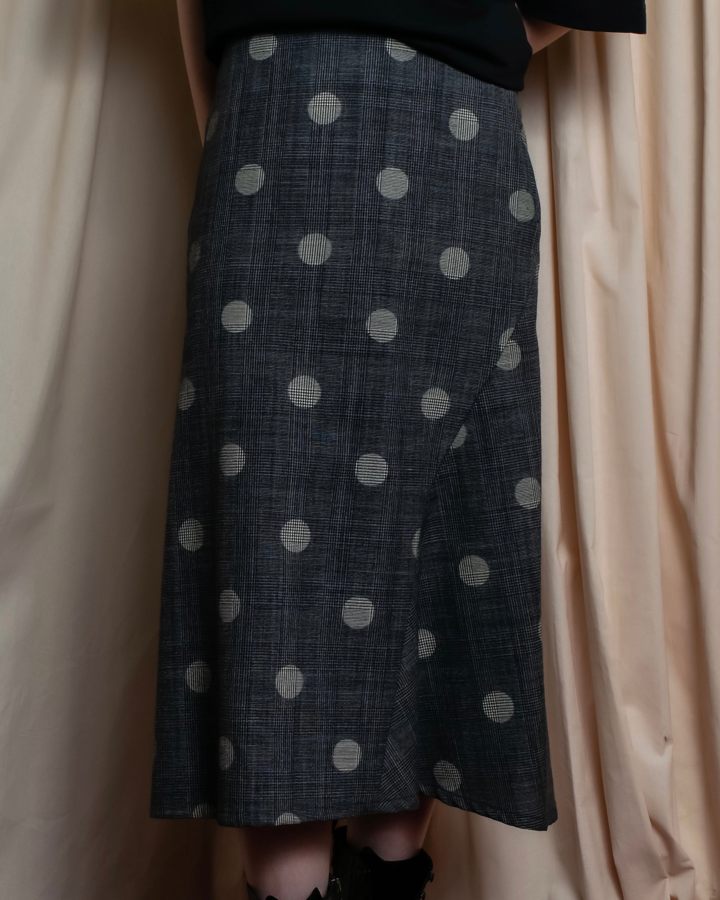 "YOHJI YAMAMOTO +NOIR" Large polka dot pattern flared skirt