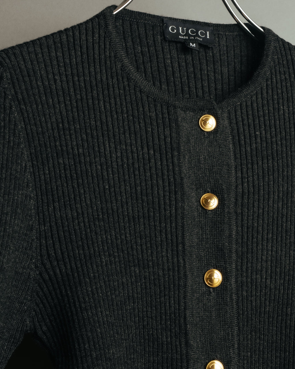 “GUCCI” 90’s-00’s Ribbed knit cardigan with gold buttons