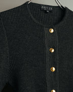 “GUCCI” 90’s-00’s Ribbed knit cardigan with gold buttons