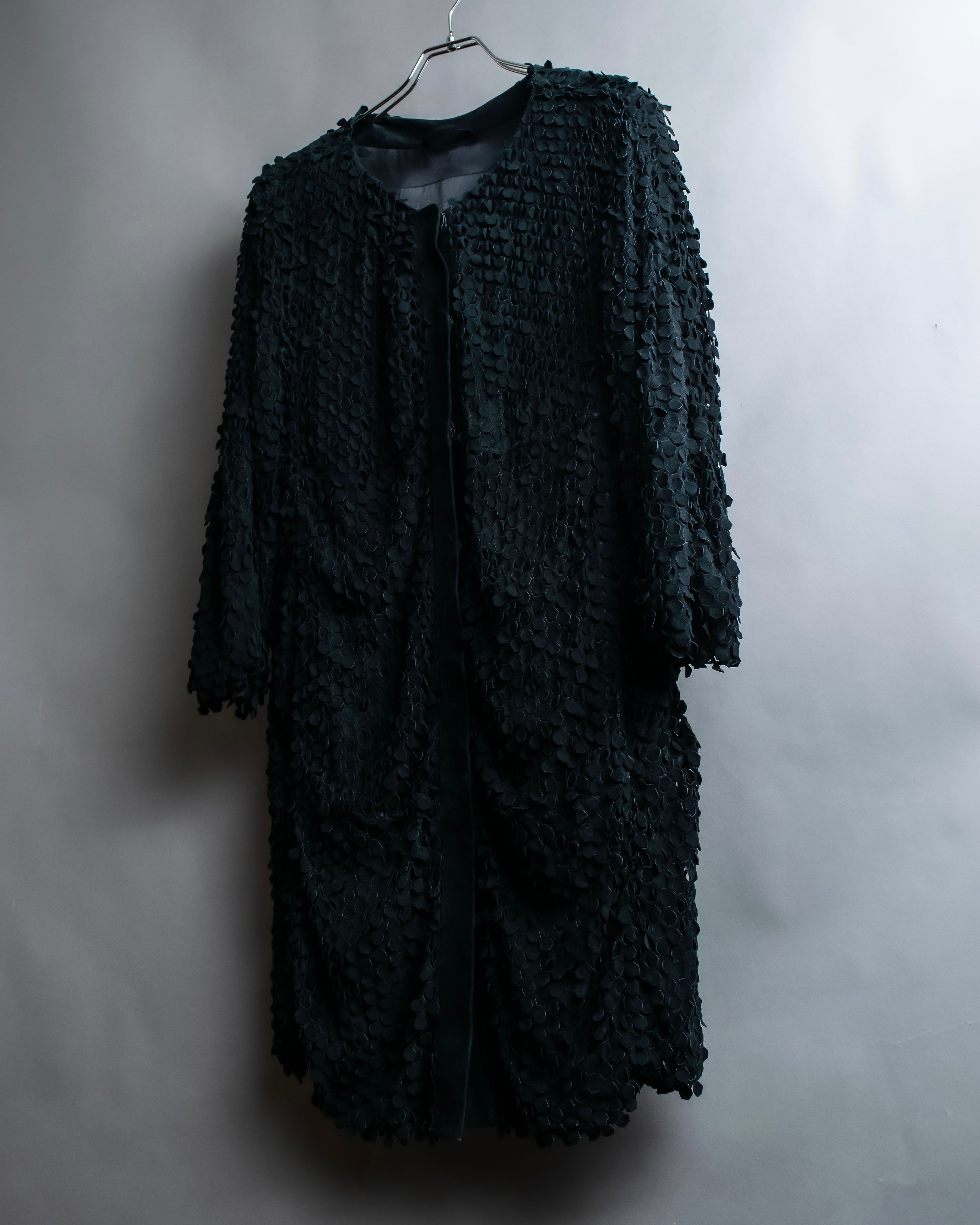 "HERNO" Laser cutwork design structured black dress