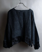 Vintage velour-trimmed box silhouette knit