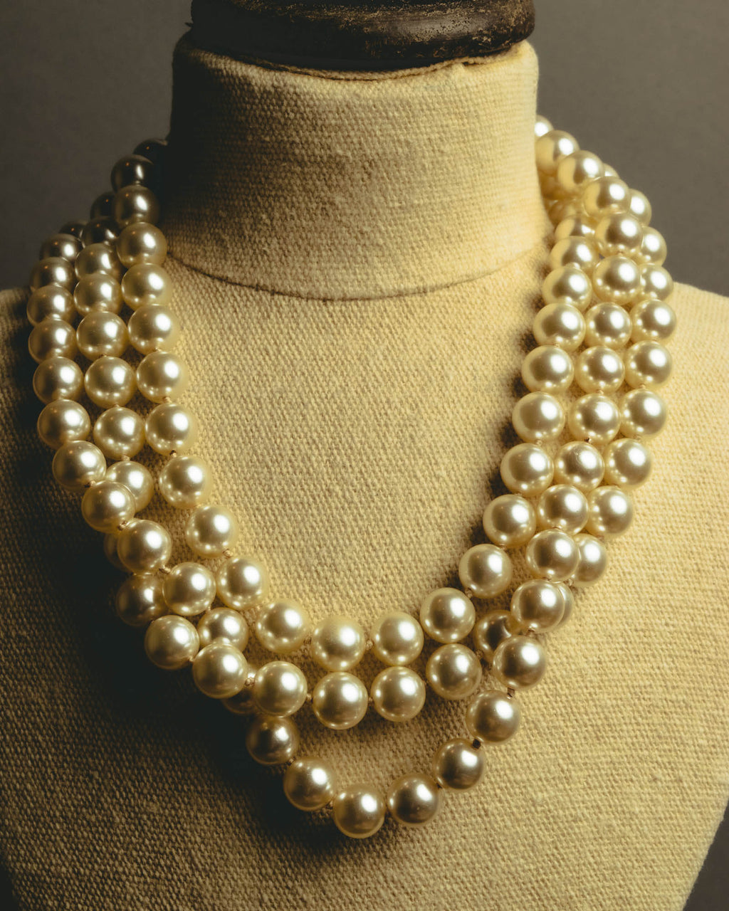 "Salvatore Ferragamo" 80's-90's Gancini three-strand pearl-style necklace